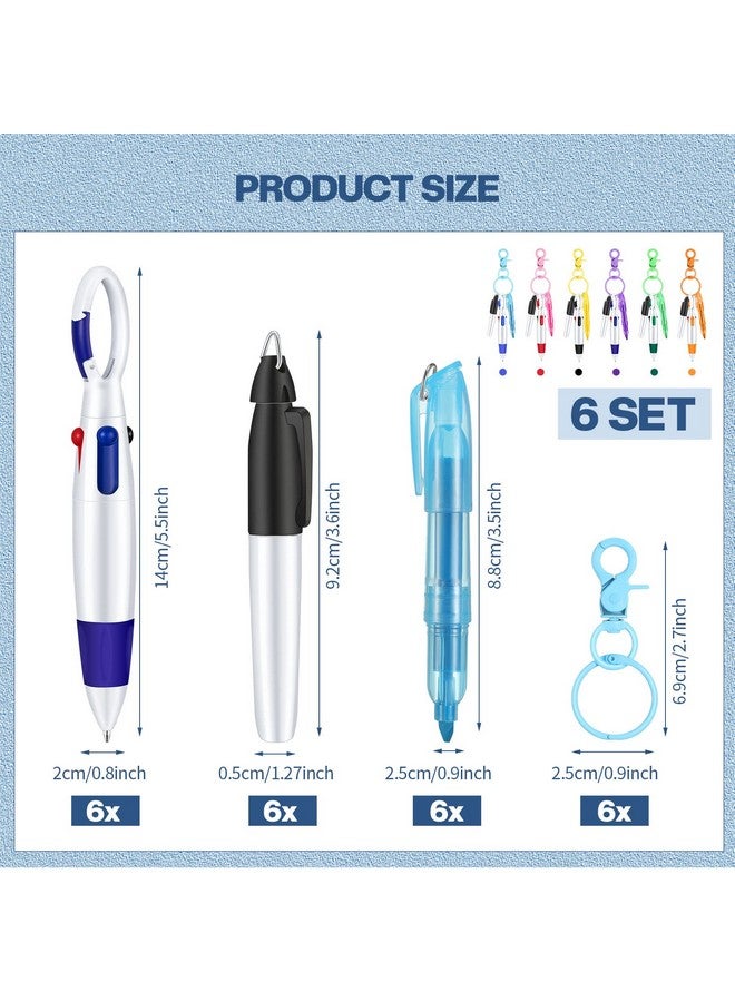 Fainne Mini Highlighter Nurse Pen Pack Set Nurse Pens For Badge Include Tip Highlighter Permanent Marker Pen Retractable Ball Pen With Nursing Keychain Clip (6)  - Image 3