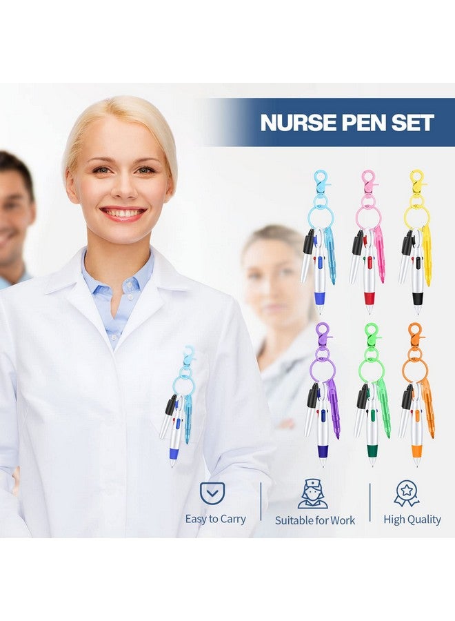 Fainne Mini Highlighter Nurse Pen Pack Set Nurse Pens For Badge Include Tip Highlighter Permanent Marker Pen Retractable Ball Pen With Nursing Keychain Clip (6)  - Image 4