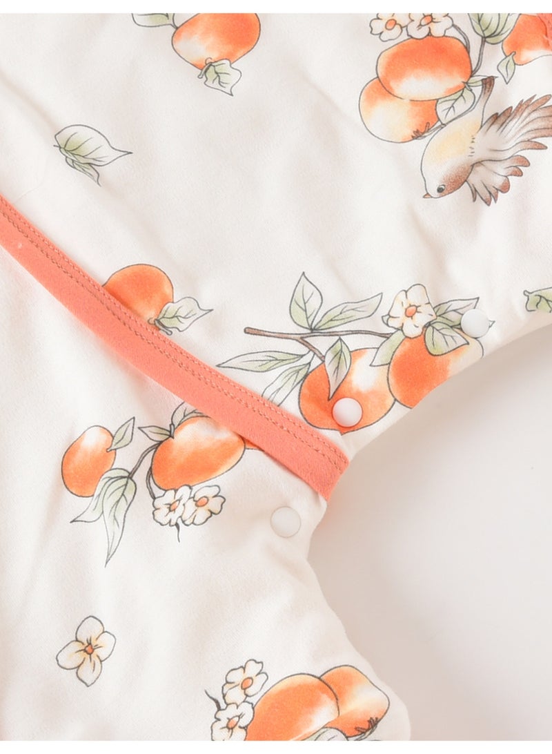 Baby Romper Jumpsuit, Thin Pure Cotton, Warm & Skin-Friendly, Orange Fruit & Bird Print - Image 4