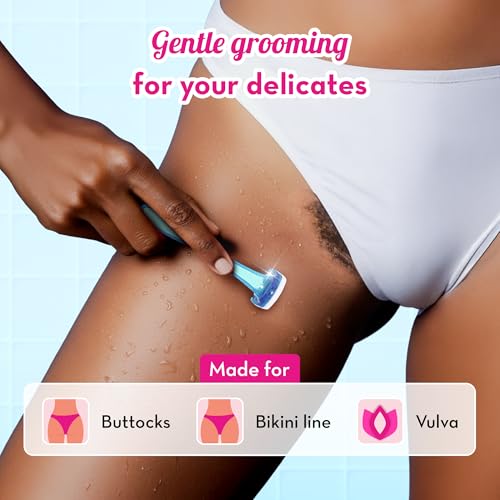 Plush Reusable Bikini Razor for Women (2 Pcs) | Best Razor for Shaving Private Parts & Pubic Area | German Precision Blades, Lubricating Strips & Safety Comb for 1-Stroke Shave | No Bumps, No Cuts - Image 2
