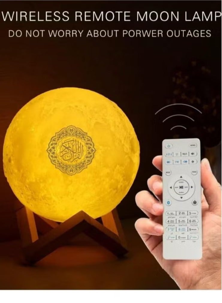 LIXES Portable Bluetooth Speaker 4 in 1 Quran Speaker with 16 Colors 3D Print Moon Lamp Night Light Quran Recitations and Song FM Broadcast  - Image 3