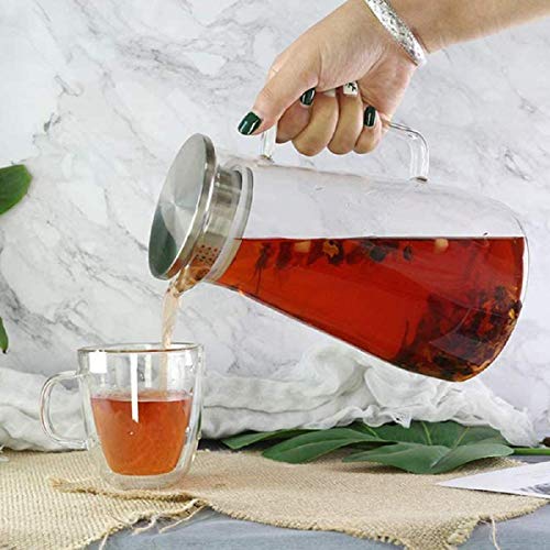 NVRA Premium 1800Ml Glass Water Jug with Stainless Steel Lid & Handle | Transparent Beverage Carafe for Home,Office, Etc | Pitcher for Serve Water,Milk, Juice,Beverage,Chaas, Cocktail (Borosilicate Jug) - Image 4