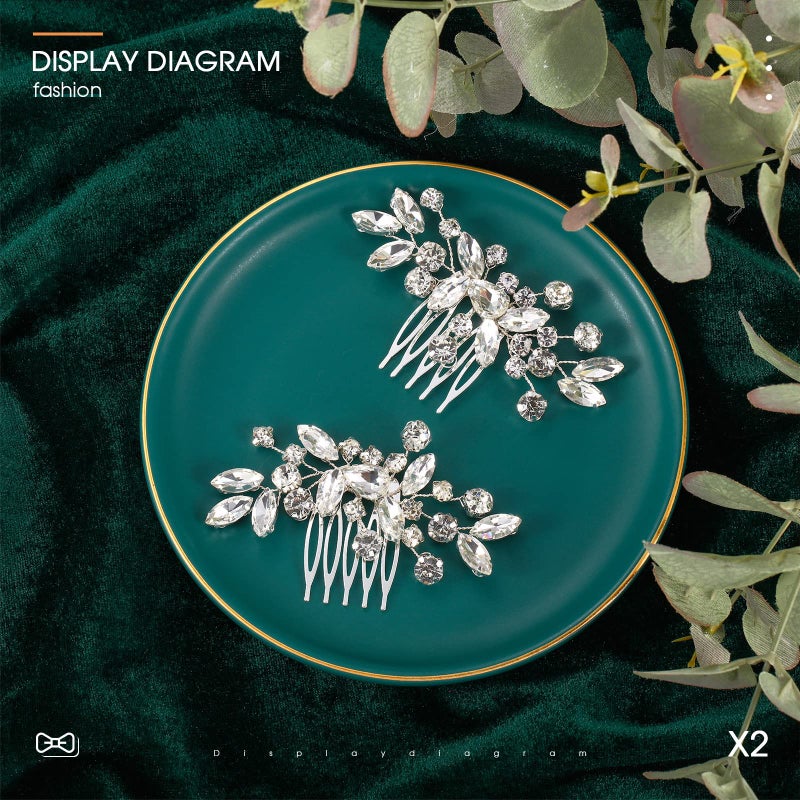 Mtlee 2 Pcs Bridal Wedding Hair Comb Rhinestone Silver Bridal Side Comb Crystal Rhinestone Hair Accessories for Women and Girls - Image 3