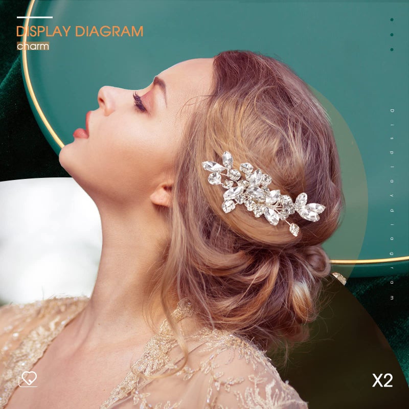 Mtlee 2 Pcs Bridal Wedding Hair Comb Rhinestone Silver Bridal Side Comb Crystal Rhinestone Hair Accessories for Women and Girls - Image 4