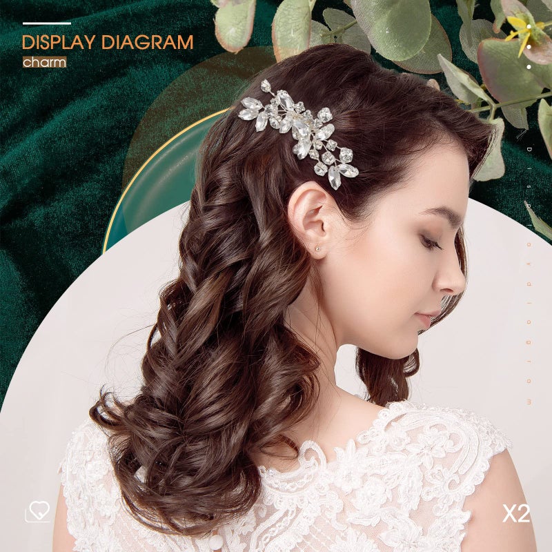 Mtlee 2 Pcs Bridal Wedding Hair Comb Rhinestone Silver Bridal Side Comb Crystal Rhinestone Hair Accessories for Women and Girls - Image 5