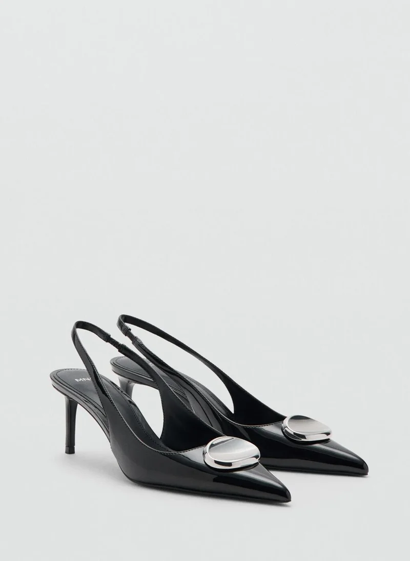 MANGO Patent leather high-heeled shoes with metal detail