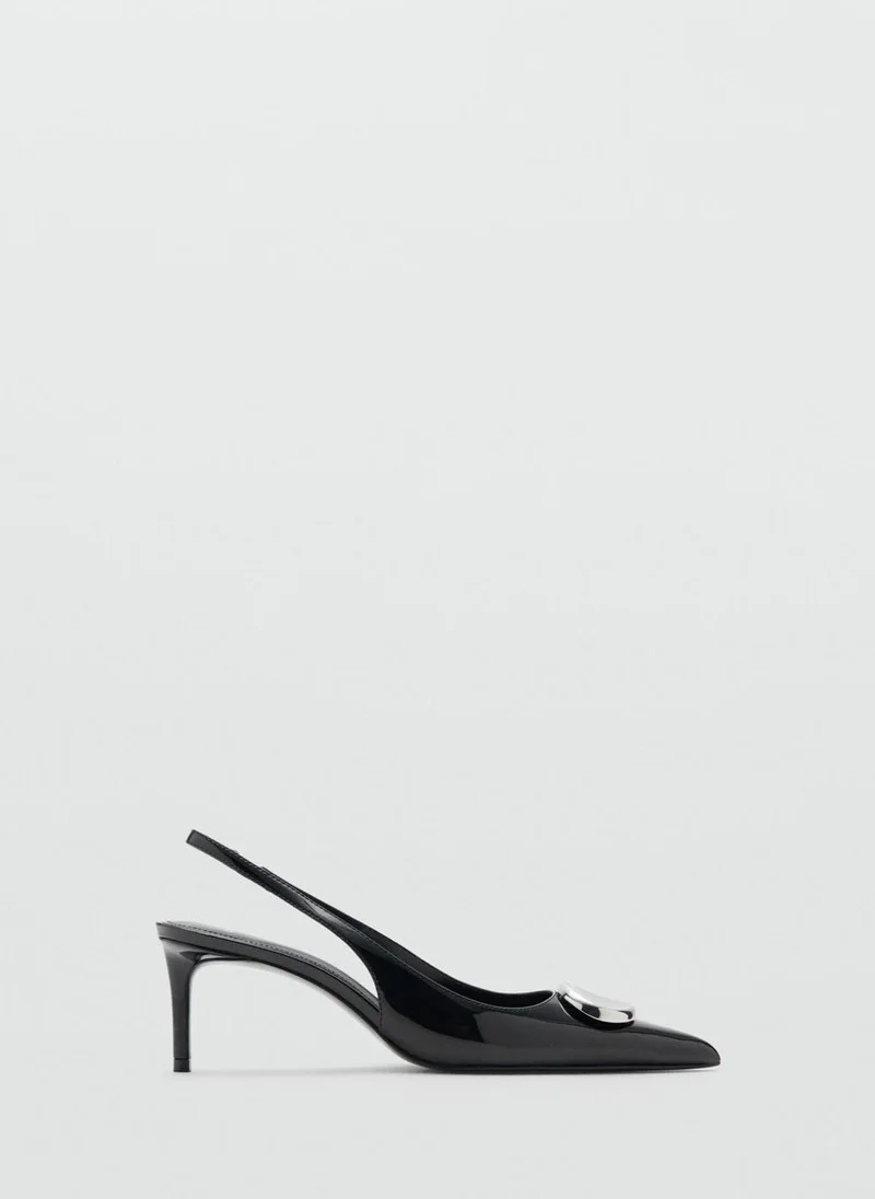 MANGO Patent leather high-heeled shoes with metal detail