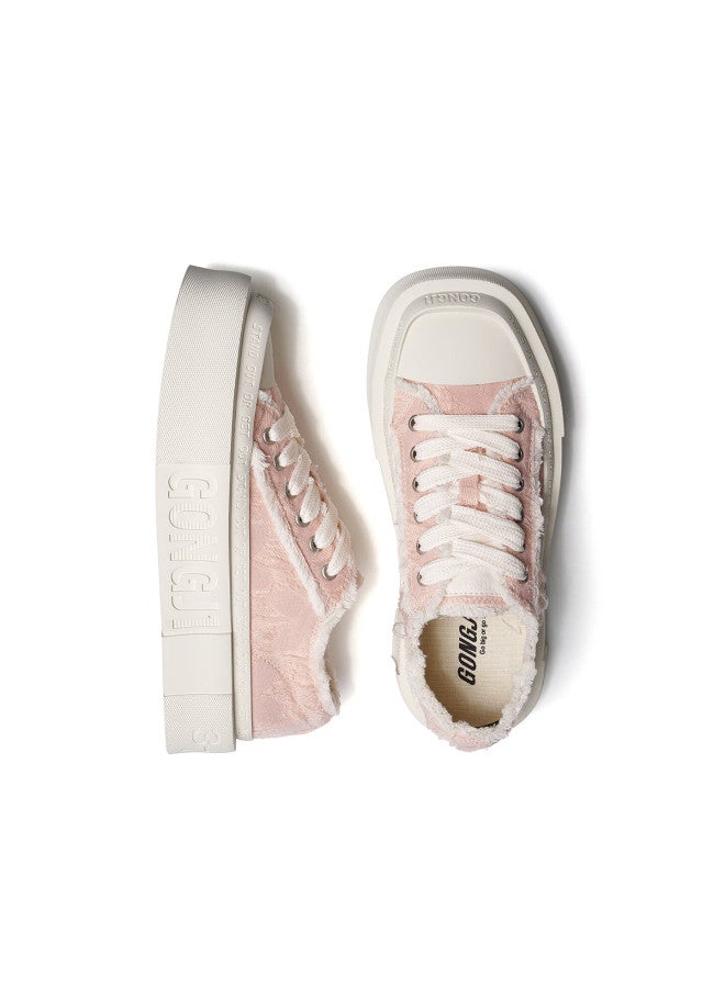 Gongji [liu Xiening Same Style] Casual Shoes Square Toe Sneakers Trendy Autumn Canvas Women's Shoes Pink Size 34 - Image 3