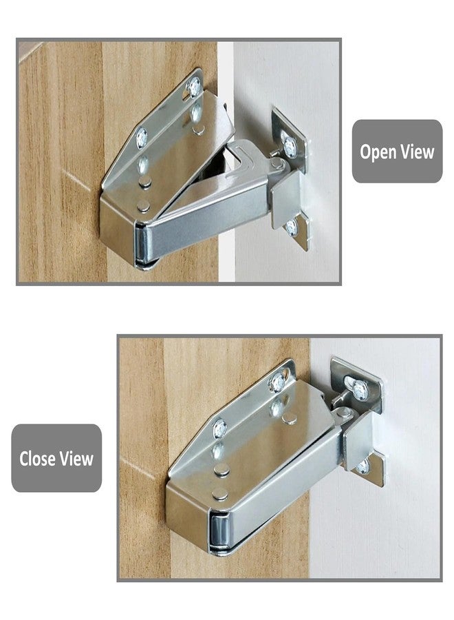 Met Craft 2 Pc Heavy Duty Stapler Shape Push to Open Catcher, Touch Release Lock Spring Loaded Latch for Kitchen Cabinet, Cupboard, Wardrobe Door (Silver) - Image 3