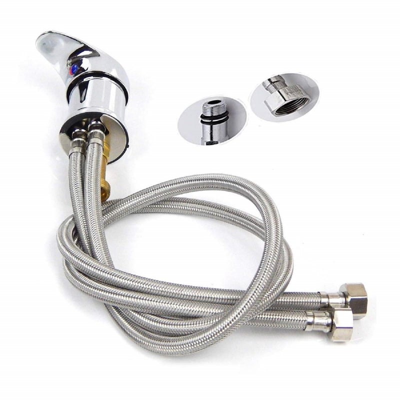 LUVBATH FITTING أنبوب توصيل خلاط حوض بوليميد ثقيل | رمادي | M10/1 × 1/2 بوصة خرطوم خلاط بديل متين لمحابس المطبخ وتركيبات الحمام | مرن ومضاد للتسرب | مجموعة من 2 بطول 36 بوصة - Image 3