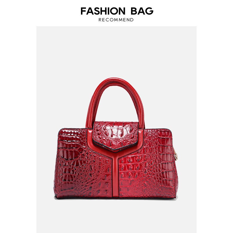 Women'S Bag 2023 New Middle-Aged Mother Bag Genuine Leather Crocodile Pattern Elegant All-Match Handbag Shoulder Bag Casual - Image 1