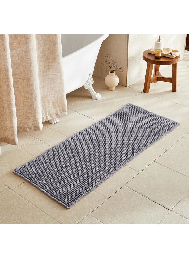 TYUU Waffle Runner Rug Bathroom, Long Boho Bathroom Rugs Non Slip Washable Super Absorbent Quick Dry Farmhouse Bath Decor, 60"x24" Grey - Image 1