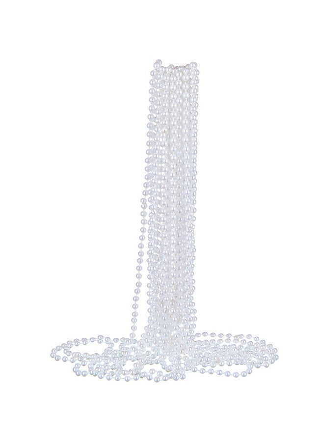 Sureio 12 Pack Fake Pearl Necklace Costume Jewelry Long Faux Pearl Necklace Party Favors White Plastic Flapper Bead Strand For Kids Girls Women 1920S Wedding Bridal Shower Tea Birthday Decorations - Image 1