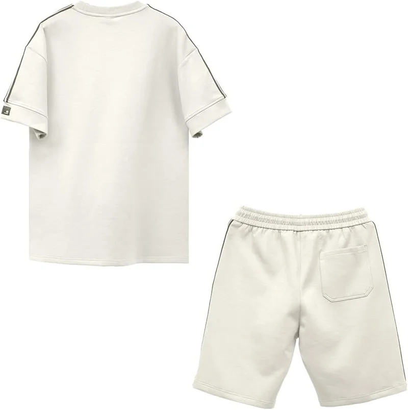 سيدرو Cedro Men's Oversize Graphic Tee & Shorts Set in White