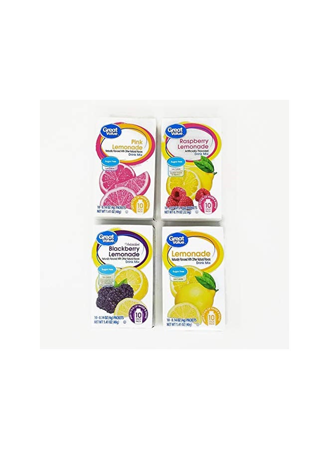 Great Value Great Value Low Calorie Sugar-Free Drink Mixes Variety Fruit Flavor (Lemonade Variety, 4-Pack) 