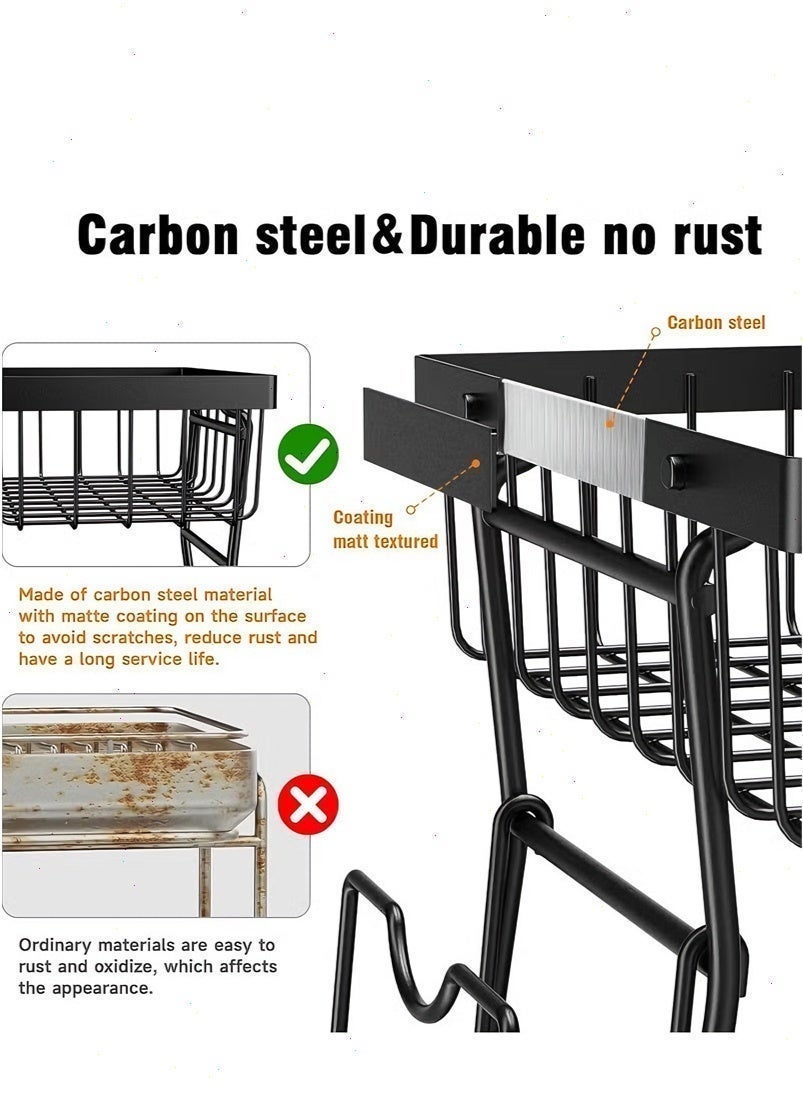 رفوف أطباق بثلاثة مستويات لطاولة المطبخ تصريف تلقا...