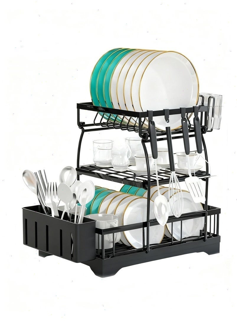 رفوف أطباق بثلاثة مستويات لطاولة المطبخ تصريف تلقا...