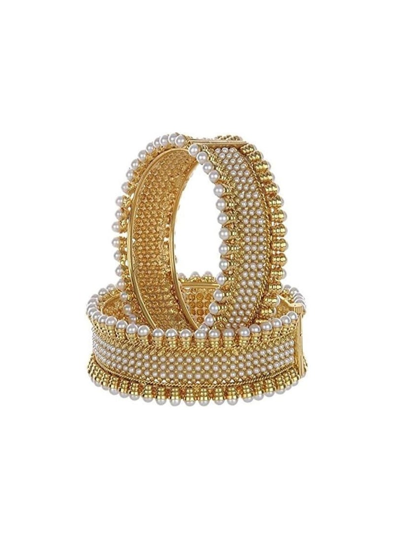 YouBella YouBella Stylish Traditional Jewellery Gold Plated and Pearl Bangle Set for Women  - Image 1