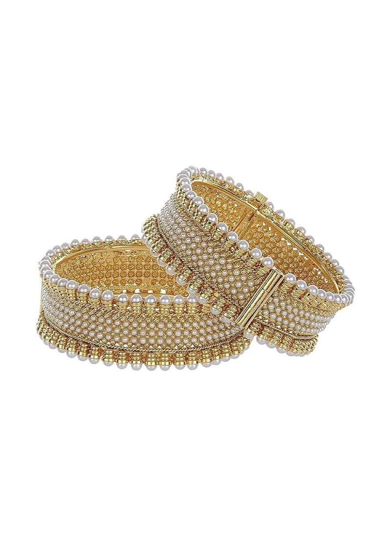 YouBella YouBella Stylish Traditional Jewellery Gold Plated and Pearl Bangle Set for Women  - Image 2