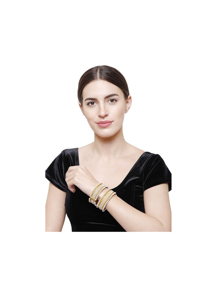 YouBella YouBella Stylish Traditional Jewellery Gold Plated and Pearl Bangle Set for Women  - Image 3