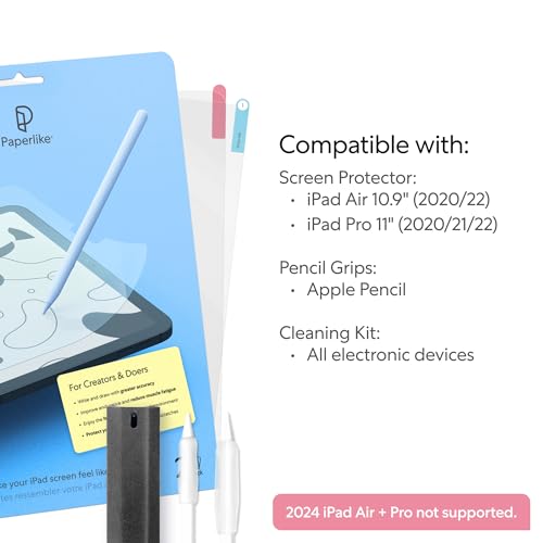 Paperlike 2.0 Pro Bundle - 2x Screen Protector for iPad Pro 11" & iPad Air 10.9", 2x Pencil Grips & 1x Cleaning Kit - Image 3