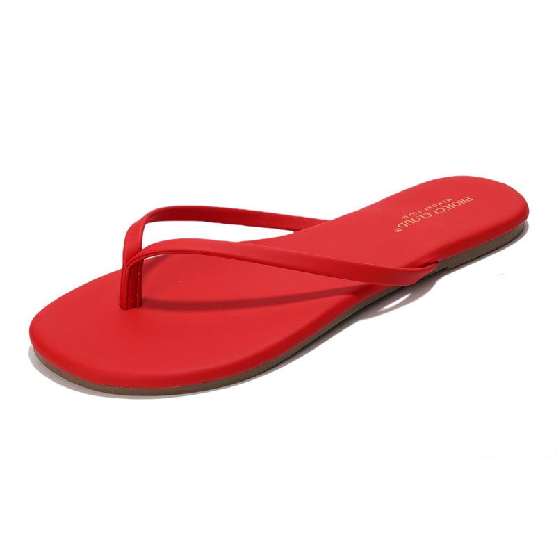 Project Cloud Flip Flops for Women Footwear- Lightweight and Memory Foam Insole Sandals for Women 2026 - Durable Non-Slip Beach Essentials Flats for Women Sandals (Foundations, RED, 8) - Image 3