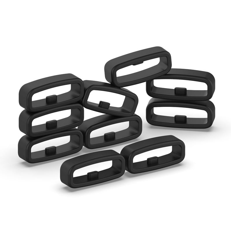 erorex 20Mm 10Pcs Universal Watch Band Fixed Silicone Ring Safety Buckle(Black) - Image 4