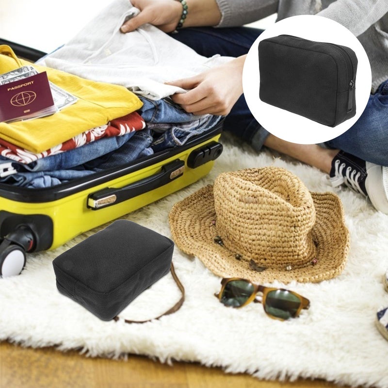 Black Zippered Travel Organizer Bag For Electronics And Toiletry Accessories - Image 4
