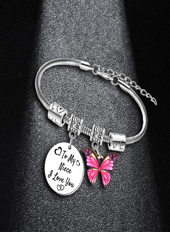 BESPMOSP To My Niece Bracelet I Love You Gifts for Niece Gifts from Aunt Uncle Butterfly Charm Bracelets Christmas Birthday Graduation Present - Image 3