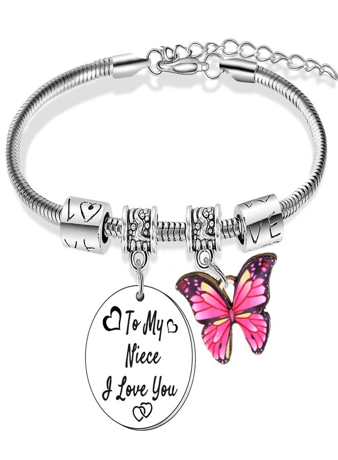 BESPMOSP To My Niece Bracelet I Love You Gifts for Niece Gifts from Aunt Uncle Butterfly Charm Bracelets Christmas Birthday Graduation Present - Image 1