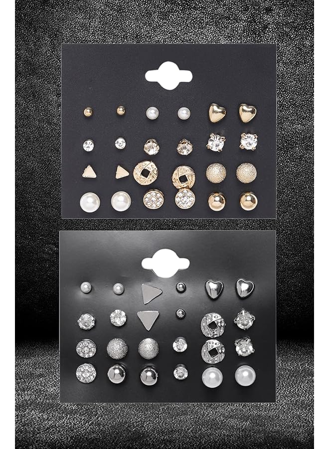 YouBella Girls Women'S Gold Plated Combo Of 24 Stud Tops Earrings Jewelery Golden - Image 5