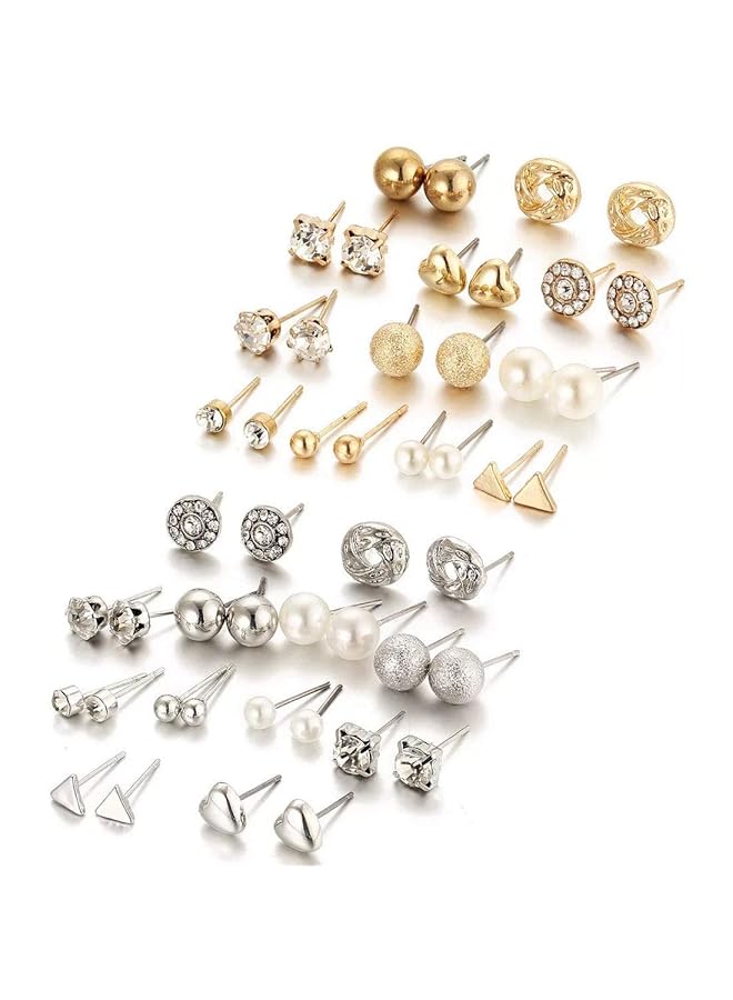 YouBella Girls Women'S Gold Plated Combo Of 24 Stud Tops Earrings Jewelery Golden - Image 1