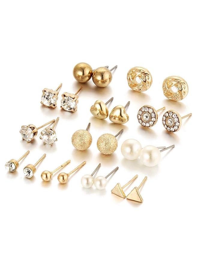 YouBella Girls Women'S Gold Plated Combo Of 24 Stud Tops Earrings Jewelery Golden - Image 3