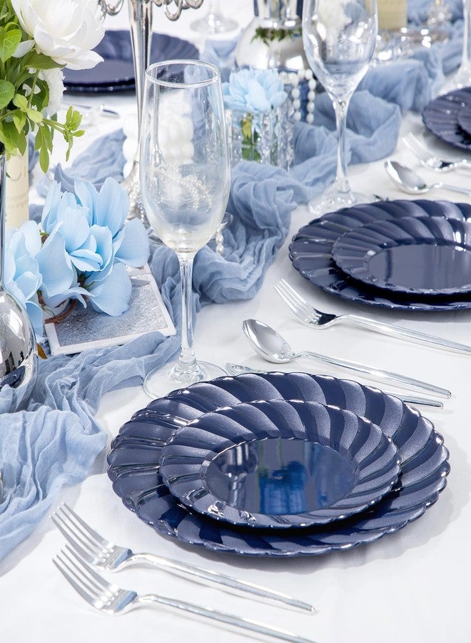 U-QE 60PCS Blue Disposable Plates - Heavy Duty Blue Plastic Plates for Party/Wedding - Include 30PCS 10.25inch Dinner and 30PCS 7.25inch Dessert/Salad Plates - Image 5