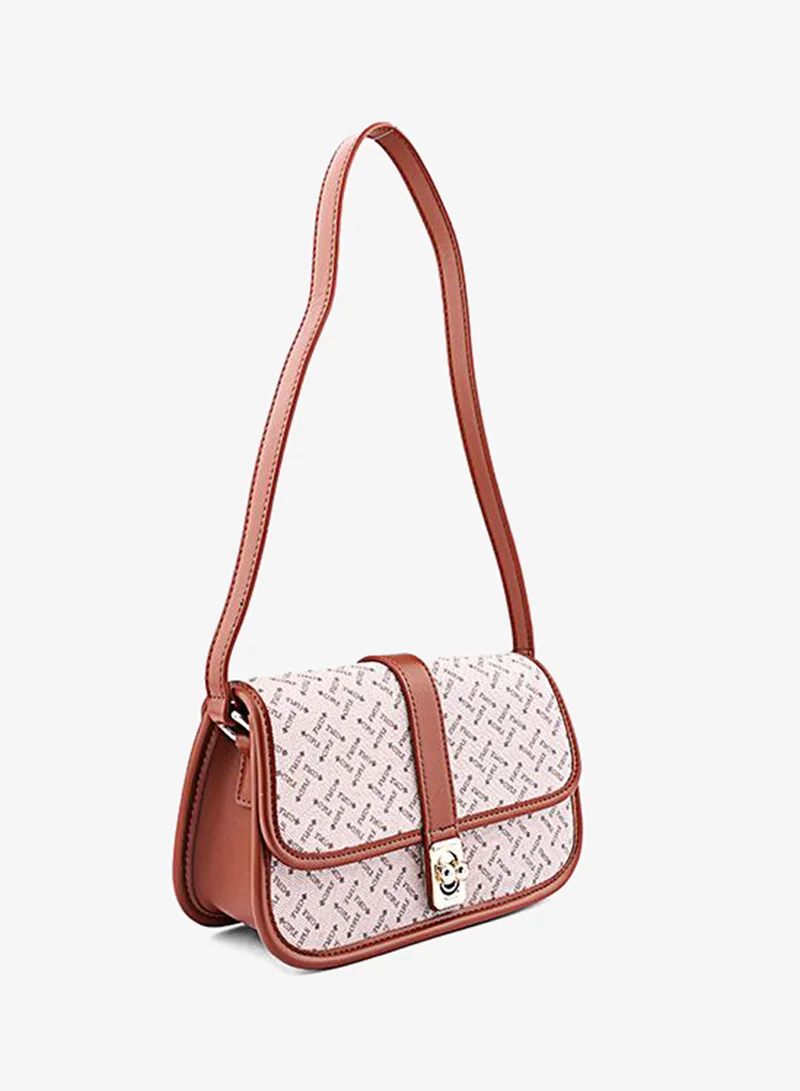 كابلي Women’s Monogram Shoulder Bag with Front Lock Detail