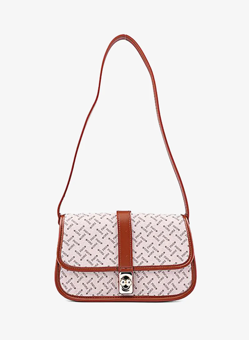 كابلي Women’s Monogram Shoulder Bag with Front Lock Detail