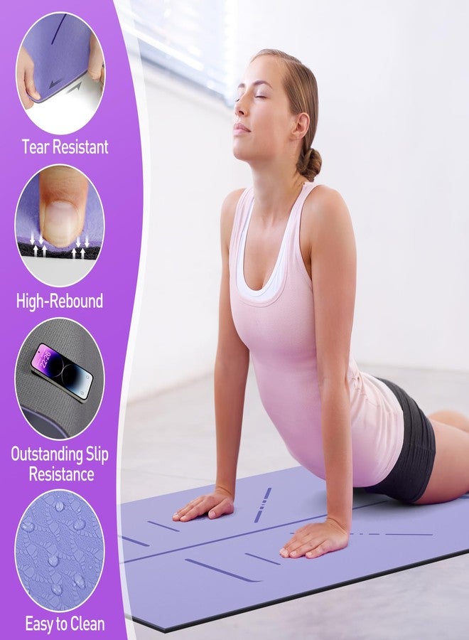 Ostutry Yoga Mat 6mm Thick - Non Slip Workout Mat, 72x 26x 0.24 inch Exercise Mat with Alignment Mark, Anti-Tear Exercise & Fitness Mat for Yoga, Pilates & Floor Workouts, Carry Strap Included - Image 3