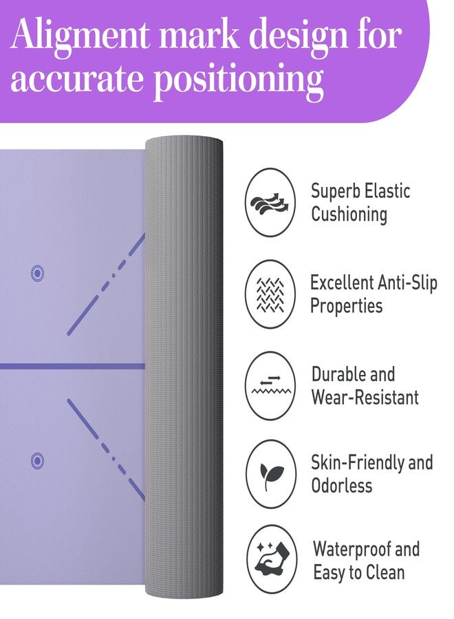 Ostutry Yoga Mat 6mm Thick - Non Slip Workout Mat, 72x 26x 0.24 inch Exercise Mat with Alignment Mark, Anti-Tear Exercise & Fitness Mat for Yoga, Pilates & Floor Workouts, Carry Strap Included - Image 2