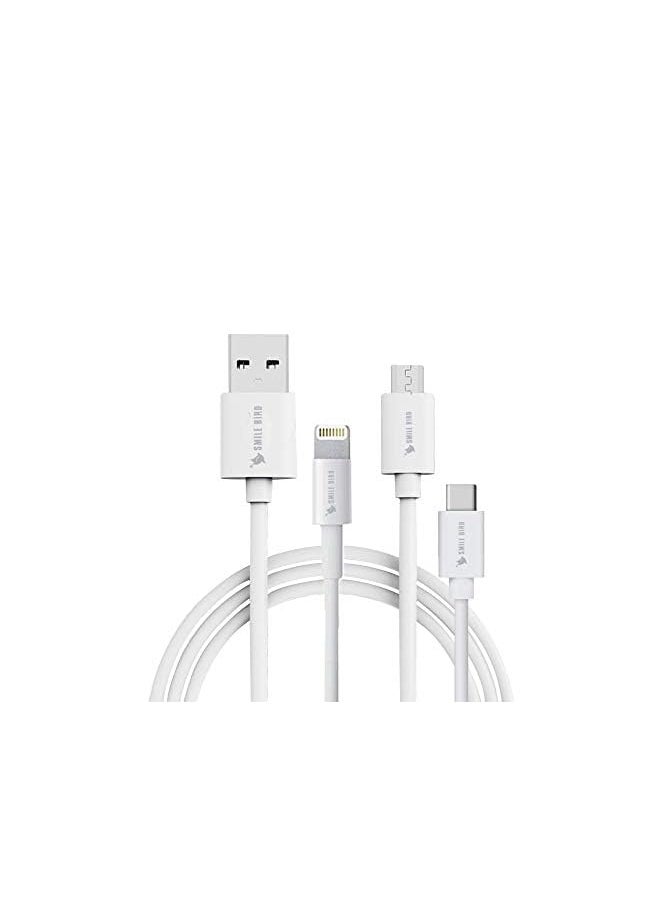SMILE BIRD Charging Cable 3 in 1 Charging Cable, Compatible with iPhone/Type C/Micro USB for iPhone, iPad, Micro USB, Type C phones, 3 in 1 Fast Charging, Multi 3 Port Charging Cable, All in one cable  - Image 2