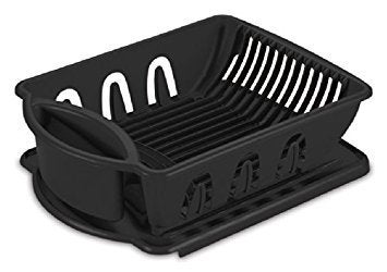 Sterilite 2 Piece Sink Set With Drainboard for Drying Holds Clean Dishes in the Kitchen such as Plates Cups Bowls and Silverware Black 6Pack
