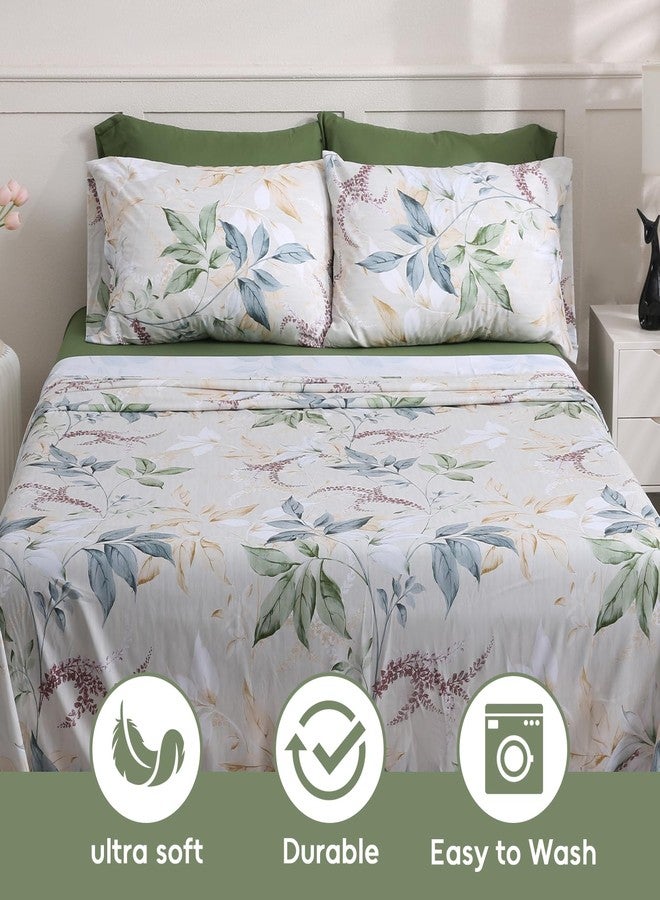 LONAVA Solid and Printed Queen Size Bed Sheet Set - 6-Piece, Includes Solid Fitted Sheet, Solid Pillowcases, OEKOTEX Certified, 100% Brushed Microfiber, Comfortable and Breathable, G24120 - Image 5