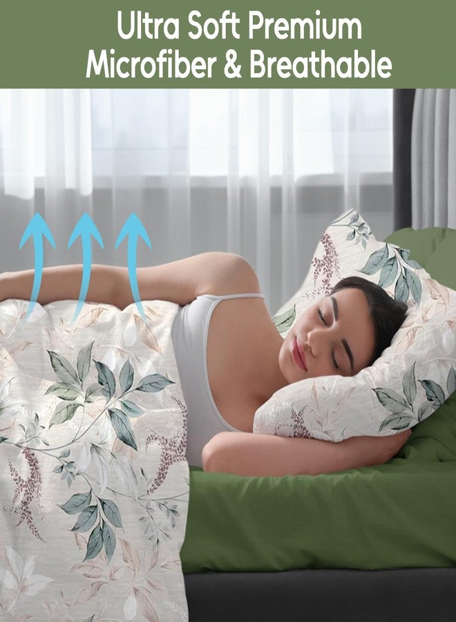 LONAVA Solid and Printed Queen Size Bed Sheet Set - 6-Piece, Includes Solid Fitted Sheet, Solid Pillowcases, OEKOTEX Certified, 100% Brushed Microfiber, Comfortable and Breathable, G24120 - Image 2