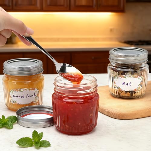 Brajttt 8 oz Mason Jars with Lids,30 Pcs Small Glass Jars with Lids,Stylish Striped Design Canning Jar for Food Freshness, Multipurpose for Jam, Candy, DIY, Honey, Pickles, Spice,Home Storage and Gifting - Image 4