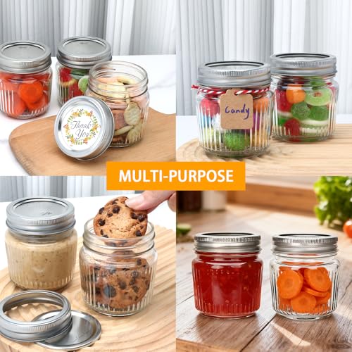 Brajttt 8 oz Mason Jars with Lids,30 Pcs Small Glass Jars with Lids,Stylish Striped Design Canning Jar for Food Freshness, Multipurpose for Jam, Candy, DIY, Honey, Pickles, Spice,Home Storage and Gifting - Image 5