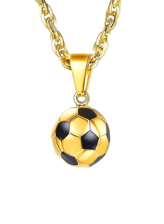 يو7 قلادة كرة قدم U7، قلادة ذهبية لكرة القدم، قلادة رياضية للرجال، قلادة ذهبية بسلسلة مع كرة قدم، هدية عصرية لمحبي الرياضة - Image 1