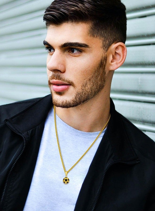 يو7 قلادة كرة قدم U7، قلادة ذهبية لكرة القدم، قلادة رياضية للرجال، قلادة ذهبية بسلسلة مع كرة قدم، هدية عصرية لمحبي الرياضة - Image 2