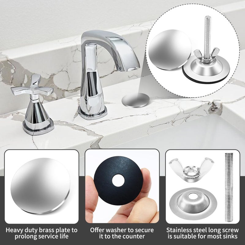 Quadafy 2 Pieces Silver 2 Inch Kitchen Sink Hole Covers, Stainless Steel Wash Basin Kitchen Sink Tap Hole Plate Stopper Cover Blanking Metal Plug, Sealed Decoration - Image 4