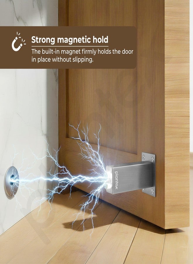 Plantex Stainless Steel Wall-Mounted Magnetic Door Stopper/Door Magnets to Hold Door/Doors Catcher for Wooden Door/Stops for Doors - Pack of 1 (Matt Silver) - Image 5