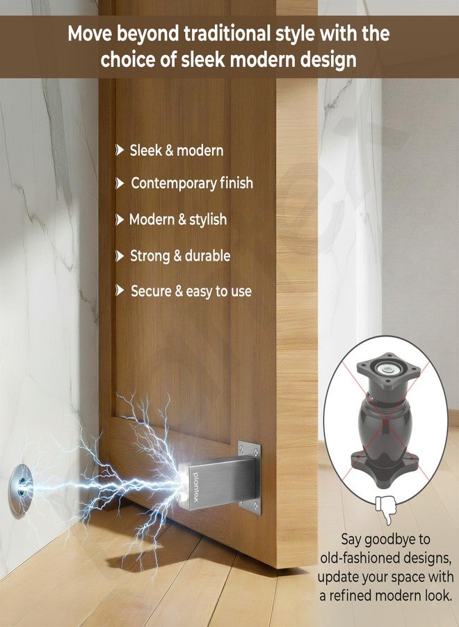 Plantex Stainless Steel Wall-Mounted Magnetic Door Stopper/Door Magnets to Hold Door/Doors Catcher for Wooden Door/Stops for Doors - Pack of 1 (Matt Silver) - Image 2