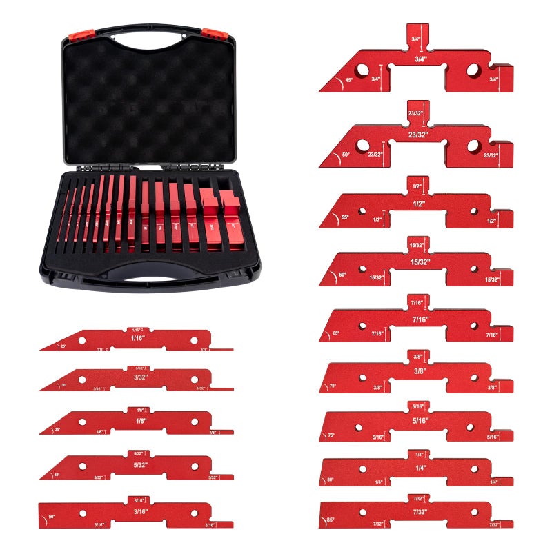 DEEFIINE Router Table Setup Blocks Woodworking,14pcs Aluminum Precision Setup Bars Height Gauge Kit for Router Table Saw Accessories with Storage Case. - Image 1